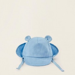 COTTON CAP WITH BRIM FOR NEWBORN AND BABY, BLUE