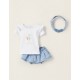 SET OF 3 PIECES FOR NEWBORN GIRLS' 'SEAHORSE', WHITE/BLUE