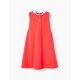COTTON PIQUÉ KNITTED POLO DRESS FOR GIRLS, RED