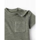 COTTON T-SHIRT WITH POCKET FOR BABY BOY, GREEN