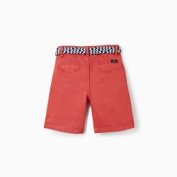 MIDI SHORTS WITH BELTED FOR BOYS, RED