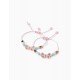 PACK 2 BEADED BRACELETS FOR BABY AND GIRL 'BUTTERFLIES - BFFS', PINK