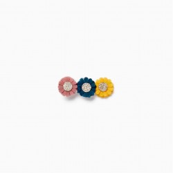 BABY & GIRL TULLE FLOWER INDENT, YELLOW/BLUE/PINK