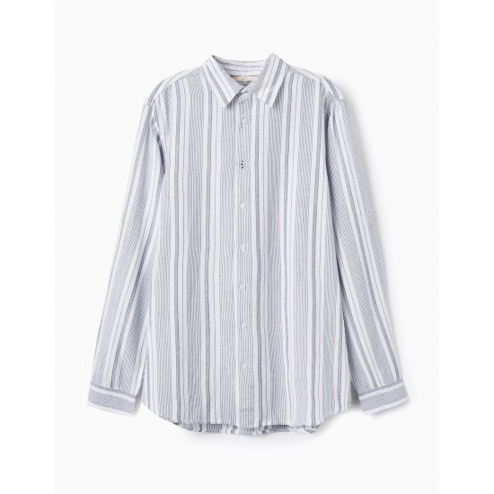'YOU&ME' STRIPED SHIRT FOR ADULTS, WHITE/BLUE