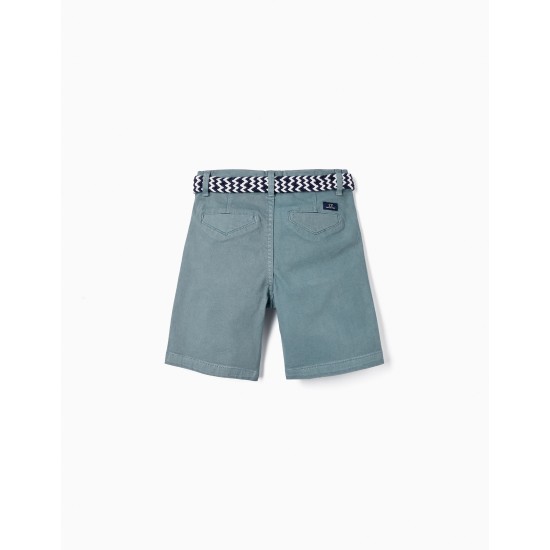 MIDI SHORTS WITH BELTED FOR BOYS, BLUE