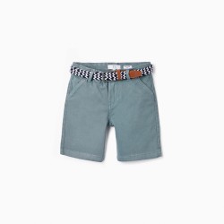 MIDI SHORTS WITH BELTED FOR BOYS, BLUE