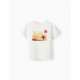 SHORT SLEEVE T-SHIRT WITH EMBROIDERY FOR GIRL, WHITE