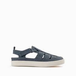 CLOSED STRAPPY SANDALS FOR BOYS, GREY