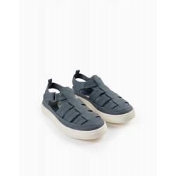 CLOSED STRAPPY SANDALS FOR BOYS, GREY