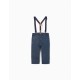 TWILL PANTS WITH SUSPENDERS FOR BABY BOYS, DARK BLUE