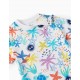 COTTON T-SHIRT WITH MOTIF FOR BABY BOY 'SEA & PALM TREES', MULTICOLOR