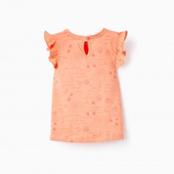 PACK 2 COTTON SLEEVE SLEEVE T-SHIRTS FOR BABY GIRL 'SUN', CORAL