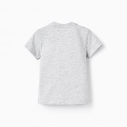 COTTON T-SHIRT WITH PRINT FOR BABY BOY 'AMIGOS&MAR', GREY