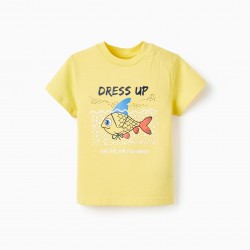 COTTON T-SHIRT WITH PRINT FOR BABY BOY 'DRESS-UP', YELLOW