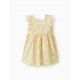FLORAL COTTON BABY GIRL DRESS, WHITE/YELLOW/ORANGE