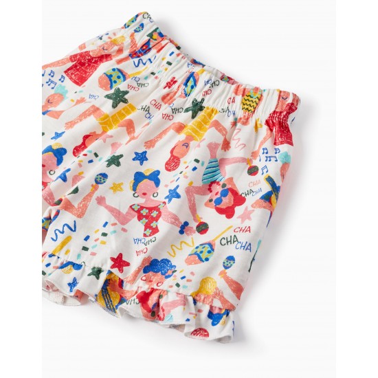 COTTON SHORTS WITH PRINT FOR GIRLS 'CUBA', WHITE
