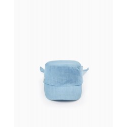 COTTON CAP WITH RIBBON FOR GIRL, BLUE