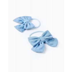 PACK 2 ELASTIC BANDS WITH BOWS FOR BABY AND GIRL, BLUE