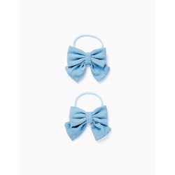 PACK 2 ELASTIC BANDS WITH BOWS FOR BABY AND GIRL, BLUE