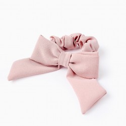 BABY & GIRL SCRUNCHIE WITH BOW, PINK