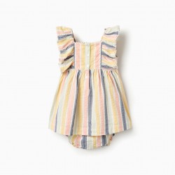 STRIPED DRESS + BLOOMERS FOR BABY GIRLS 'B&S', MULTICOLOUR