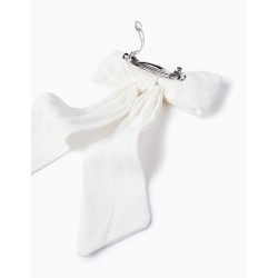 BABY & GIRL LONG BOW INDENT, WHITE