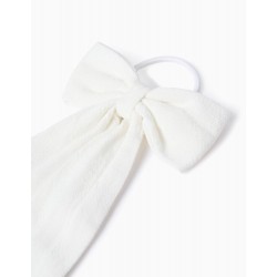 ELASTIC WITH LONG BOW FOR BABY AND GIRL, WHITE