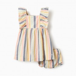 STRIPED DRESS + BLOOMERS FOR BABY GIRLS 'B&S', MULTICOLOUR