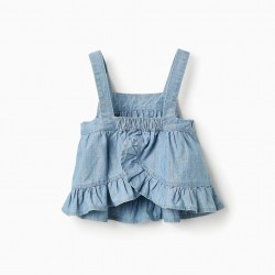 DENIM TOP WITH FLOWERS FOR GIRLS, BLUE