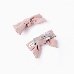 PACK 2 BABY & GIRL HAIRPINS WITH BOWS, PINK