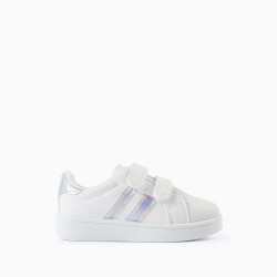 BABY GIRL STRIPED SNEAKERS, WHITE/IRIDESCENT