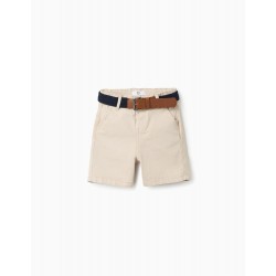 BABY BOYS' CHINO SHORTS WITH BELT, BEIGE