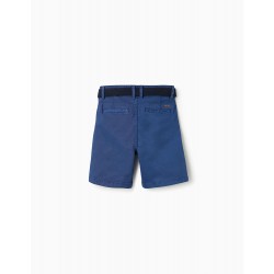 CHINO SHORTS WITH BELT FOR BOYS, BLUE