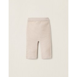 KNITTED PANTS WITH BOW FOR NEWBORN, BEIGE