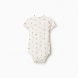 FLORAL RIBBED BODY FOR BABY GIRL, WHITE