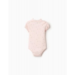 FLORAL RIBBED BODY FOR BABY GIRL, PINK