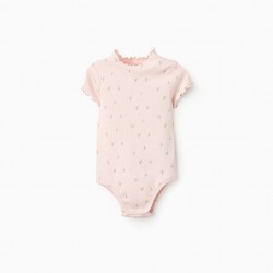 FLORAL RIBBED BODY FOR BABY GIRL, PINK