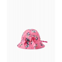 HAT WITH BOW AND TIE FOR BABY GIRL 'MINNIE', PINK