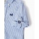 STRIPED COTTON SHIRT FOR BABY BOYS, WHITE/BLUE