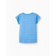 PACK 2 COTTON T-SHIRTS FOR GIRLS 'POLKA DOTS', WHITE/BLUE