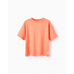 COTTON T-SHIRT FOR BOYS, CORAL