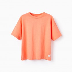 COTTON T-SHIRT FOR BOYS, CORAL