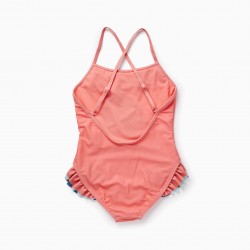 GIRL'S UPF60 SWIMSUIT 'ARIEL', CORAL