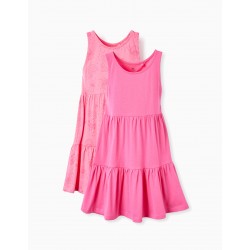 2 COTTON DRESSES FOR GIRLS, PINK