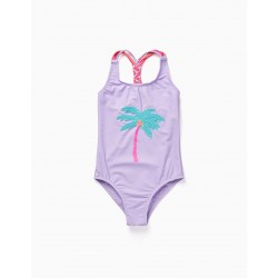 UPF80 BABY GIRL SWIMSUIT 'PALMEIRA', LILAC
