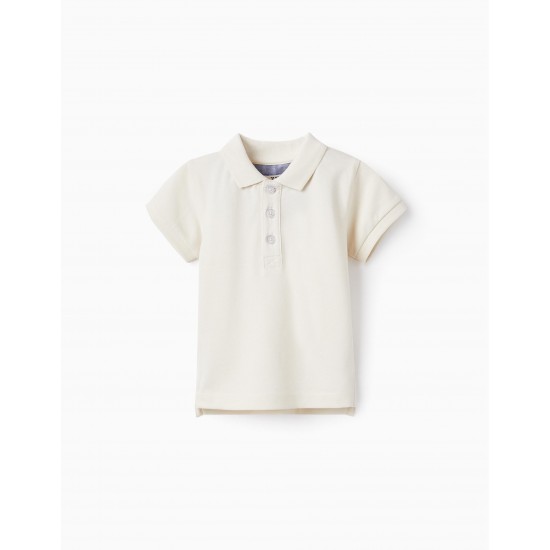 SHORT SLEEVE POLO SHIRT IN COTTON PIQUÉ FOR BABY BOY 'B&S', BEIGE