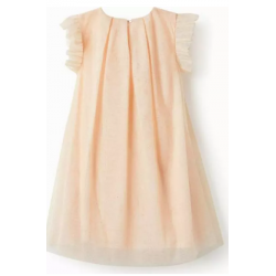 Girl Dress with Tulle Nude