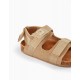LEATHER SANDALS FOR BABY BOY, BEIGE