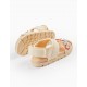 SANDALS WITH FLOWERS FOR BABY GIRL, LIGHT BEIGE