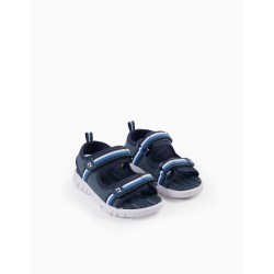 STRAPPY SANDALS FOR BABY BOY, BLUE/WHITE